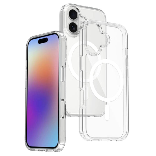 Clear Hybrid Magnetic Phone Case with Colored Silicone Bumper for iPhone 17 Pro Max | Anti-Yellowing, Shockproof, MagSafe Compatible