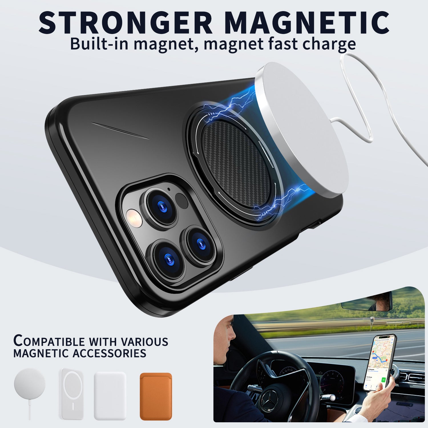 Magnetic Ring Stand Phone Case for iPhone 16 Pro Max | 120° Rotating Metal Kickstand, Shockproof &amp; MagSafe Compatible
