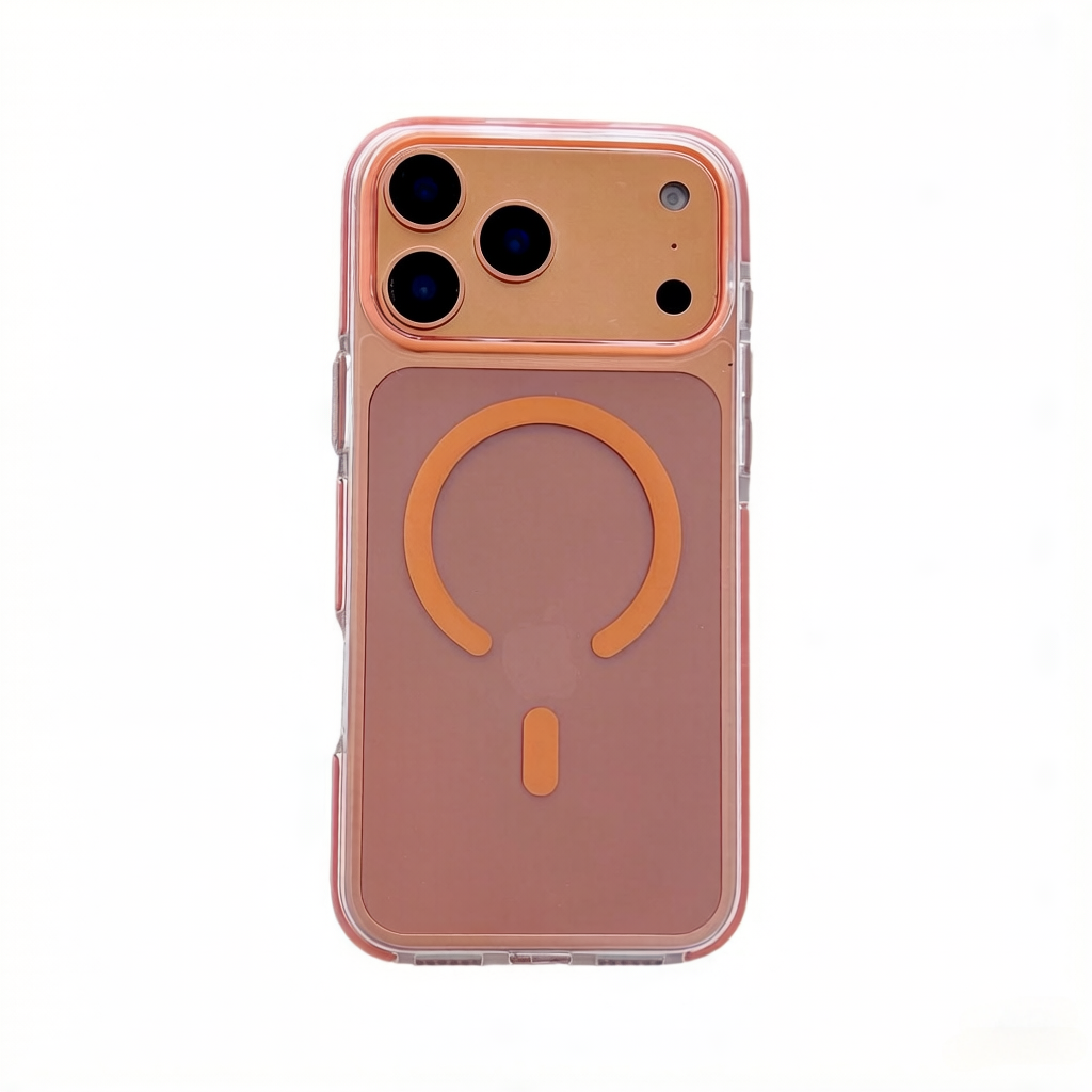 Clear Magnetic Phone Case with Colored Silicone Bumper for iPhone 17 Pro Max | Anti-Yellowing, Shockproof, MagSafe Compatible