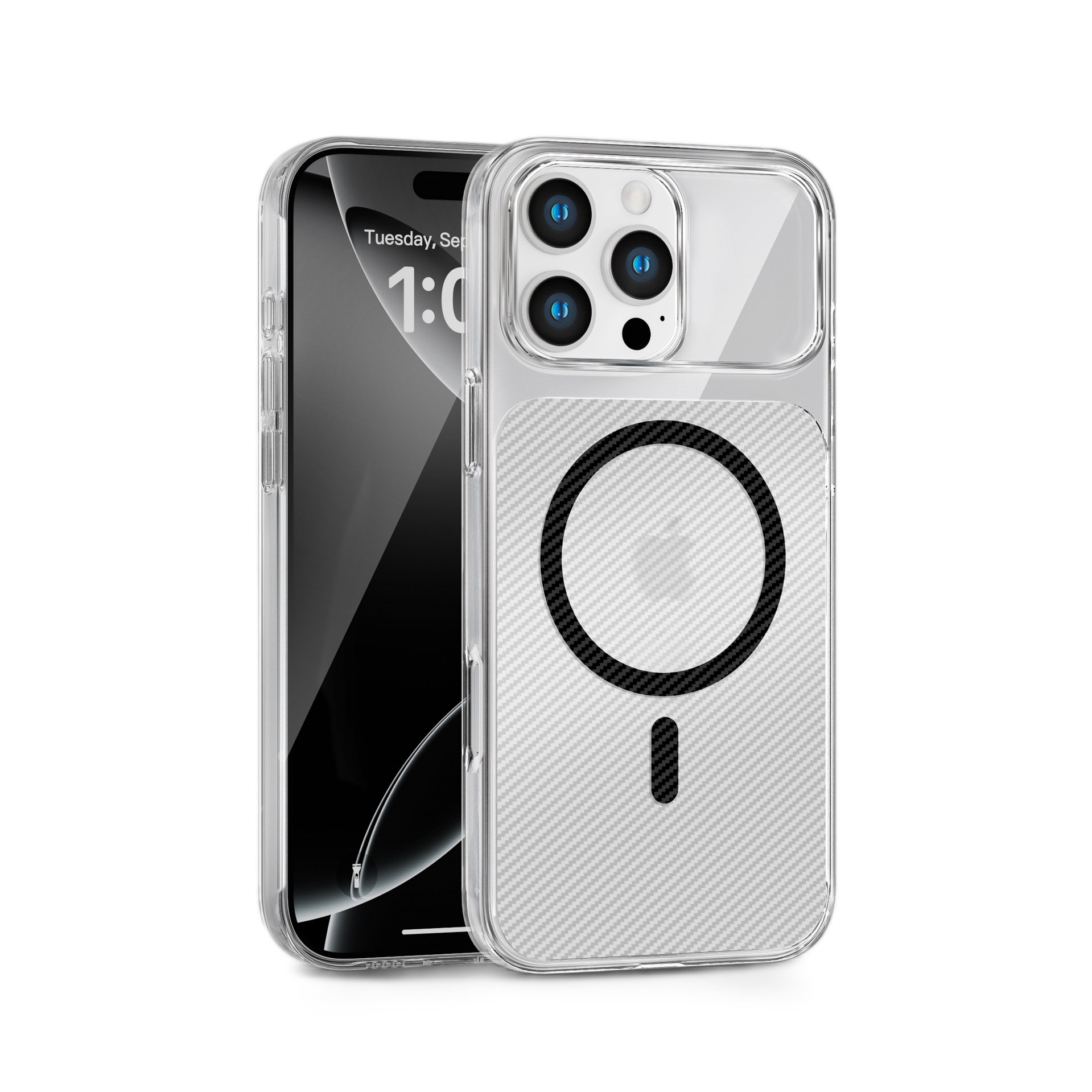 Magnetic Carbon Fiber Texture Phone Case for iPhone 16 Pro Max | Slim Shockproof Design, MagSafe Compatible