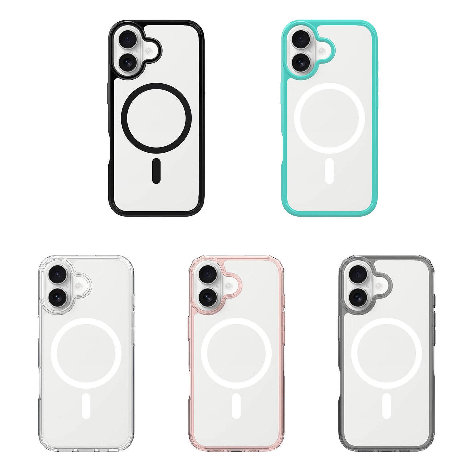 Clear Hybrid Magnetic Phone Case with Colored Silicone Bumper for iPhone 17 Pro Max | Anti-Yellowing, Shockproof, MagSafe Compatible
