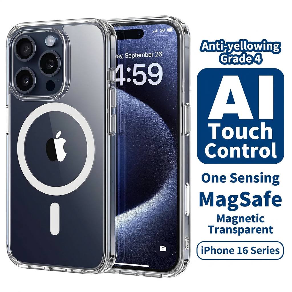 AI Camera Button Clear Magnetic Phone Case&nbsp; | Anti-Yellowing, Shockproof, MagSafe Compatible