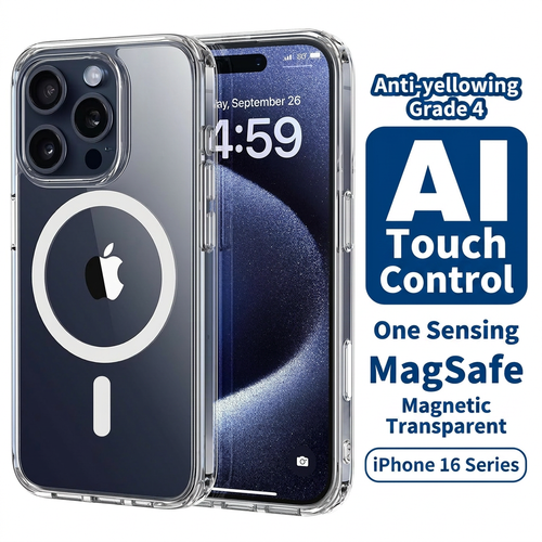AI Camera Button Clear Magnetic Phone Case&nbsp; | Anti-Yellowing, Shockproof, MagSafe Compatible