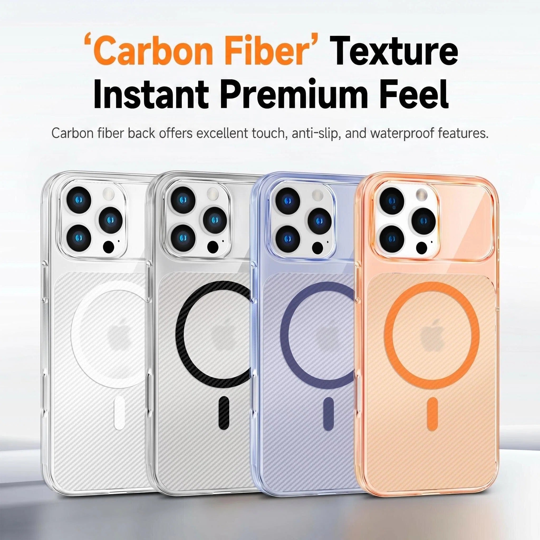 Magnetic Carbon Fiber Texture Phone Case for iPhone 16 Pro Max | Slim Shockproof Design, MagSafe Compatible