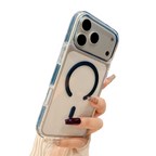 Clear Magnetic Phone Case with Colored Silicone Bumper for iPhone 17 Pro Max | Anti-Yellowing, Shockproof, MagSafe Compatible