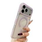 Clear Magnetic Phone Case with Colored Silicone Bumper for iPhone 17 Pro Max | Anti-Yellowing, Shockproof, MagSafe Compatible