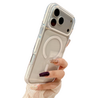 Clear Magnetic Phone Case with Colored Silicone Bumper for iPhone 17 Pro Max | Anti-Yellowing, Shockproof, MagSafe Compatible