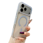 Clear Magnetic Phone Case with Colored Silicone Bumper for iPhone 17 Pro Max | Anti-Yellowing, Shockproof, MagSafe Compatible