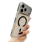 Clear Magnetic Phone Case with Colored Silicone Bumper for iPhone 17 Pro Max | Anti-Yellowing, Shockproof, MagSafe Compatible