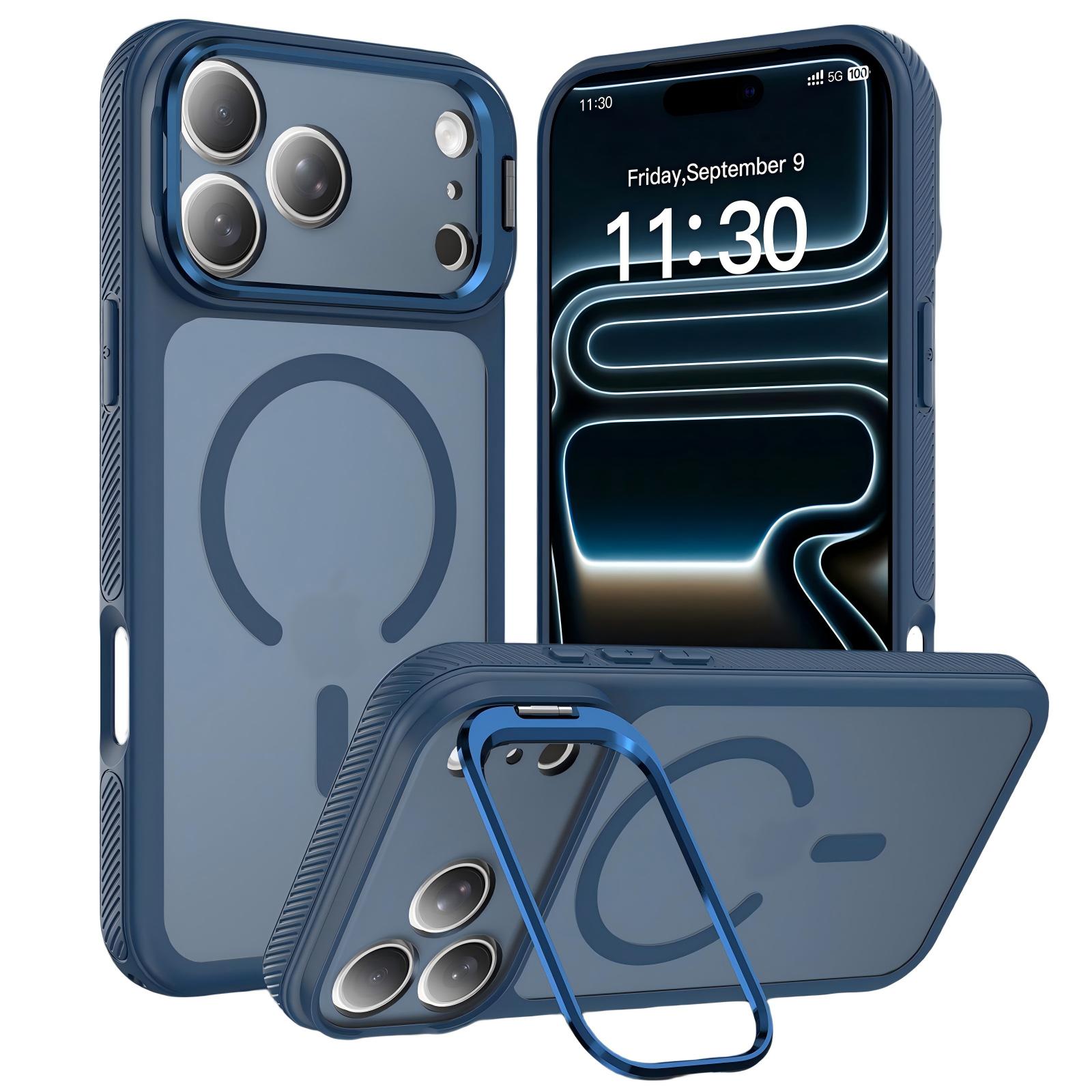 3-in-1 Magnetic Protective Phone Case with Camera Stand for iPhone 17 Pro Max PC + TPU Shockproof Cover (8)