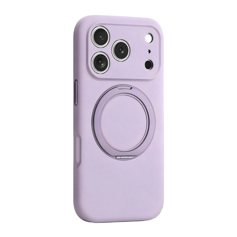 360° Rotating Magnetic Liquid Silicone Phone Case with Metal Stand for iPhone 18 Pro (1)